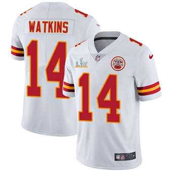Super Bowl LV 2021 Men Kansas City Chiefs 14 Sammy Watkins White Limited Jersey